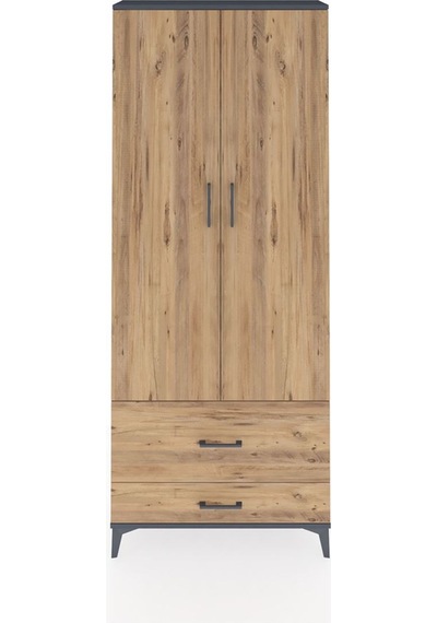 Arges Dolap 2 Raflı 2 Çekmeceli Tek Askılı 88x30x221 Antrasit... Antrasit