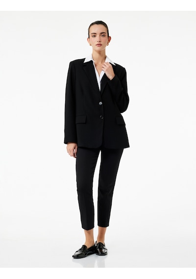 Koton Cepli Yüksek Bel Slim Fit Cigarette Pantolon Siyah 7wak40019uw