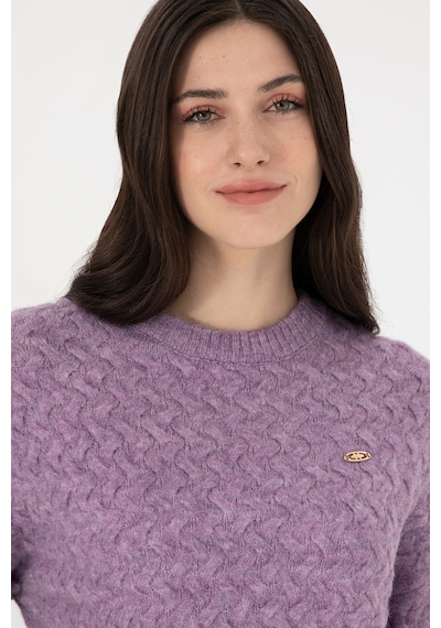 U.S. Polo Assn. Kadın Menekşe Melanj Bisiklet Yaka Kazak 50293156-VR228