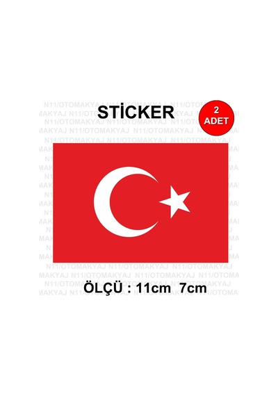Türk Bayrağı Etiket Yapışkanlı - Araba Kask Motosiklet Sticker