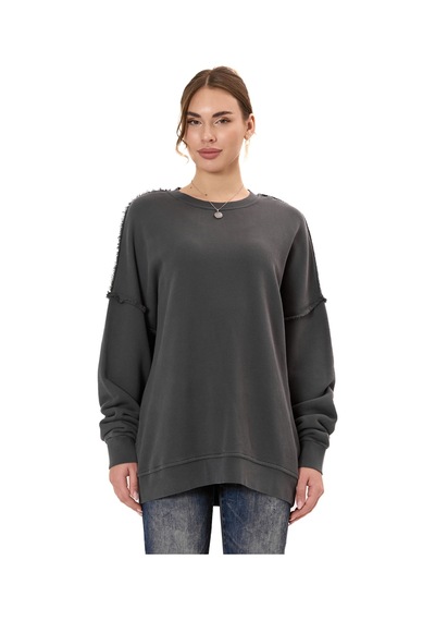Cipo & Baxx Wl371 Kadın Büyük Beden Sweatshirt Dokulu Desen Ve Dikiş Detaylarına Sahip Bol Kesim Kazak Anthracıte