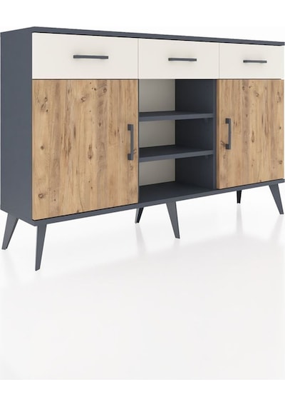 Arges Konsol 4 Raflı 3 Çekmeceli 2 Kapaklı 132x30x83 Antrasit-çam/aytaşı Çam/aytaşı Arges Konsol 4 Raflı 3 Çekmeceli 2 Kapaklı 132x30x83 Antrasit-çam/aytaşı Çam/aytaşı