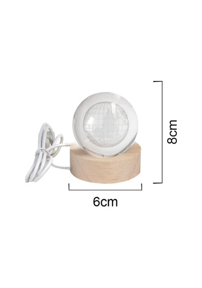 3d Led Işıklı Dünya Kristal Cam Küre Gece Lambası Beyaz Beyaz
