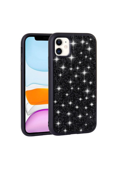 Apple iPhone Uyumlu 11 Kılıf Simli Pırlanta Taşlı Kamera Yükseltili Silikon Pazarplus Gri