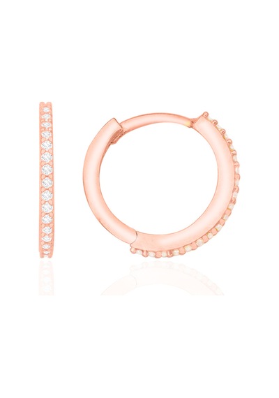 Gümüş Rose Kaplama 16 Mm Halka Küpe Zirkon Taşlı St159
