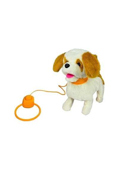 Vardem Oyuncak Tasma Kumandalı Yürüyen Havlayan Ve Kuyruk Sallayan Peluş Köpek Beyaz - Kahverengi
