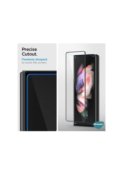 Samsung Galaxy Z Fold 3 Tam Kaplayan Temperli Cam Ekran Koruyucu Siyah
