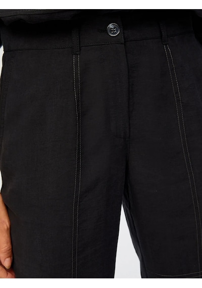 Faik Sönmez Dikiş Detaylı Staright Fit Kadın Pantolon W26pnt004 Siyah