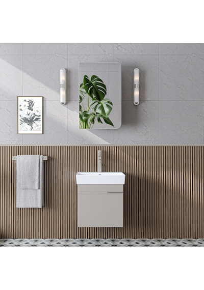 Likya Mdflam Tek Kapaklı Lavabolu 49 Cm Banyo Dolabı + Üst Dolabı, Mini Lavabolu Banyo Dolabı Takımı Kumtaşı Likya Mdflam Tek Kapaklı Lavabolu 49 Cm Banyo Dolabı + Üst Dolabı, Mini Lavabolu Banyo Dolabı Takımı Kumtaşı