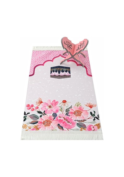 Çocuk Seccadesi Kabe Pembe 82 45 Cm 110 Gr - Tesbih Hediyeli Çok Renkli