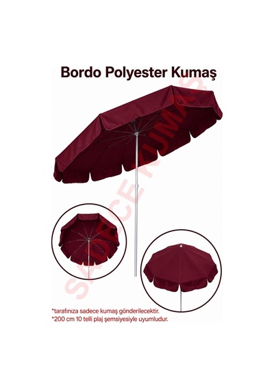 Bordo Polyester Kumaş, 200 Cm / 10 Telli Plaj Şemsiyesi Uyumlu