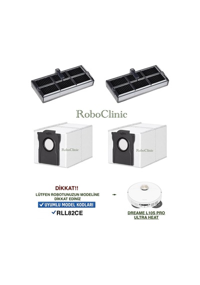 Dreame L10s Pro Ultra Heat Robot Süpürge Rll82ce Uyumlu Toz Torbası, Filtre 4 Parça