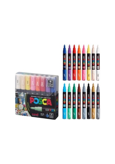 Posca Pc-1m Boya Kalemi Seti 0,7 Mm 16c Çok Renkli
