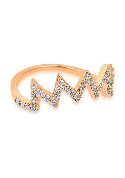 Kuyumcudukkani Yarım Sıra Taşlı Zigzag Trend Yüzük-10345-r-w Rose Gold