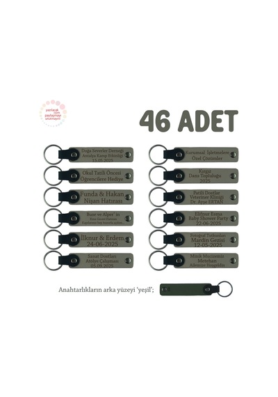 Kül Gri & Yeşil, Anneler Günü Kutlaması İçin Mesajlı Hatıra Anahtarlık 46 Lı Set, Özel Gün Hediyesi Çok Renkli