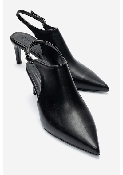 Luvishoes Rosalıe Siyah Cilt Sivri Burunlu Kadın Topuklu Ayakkabı