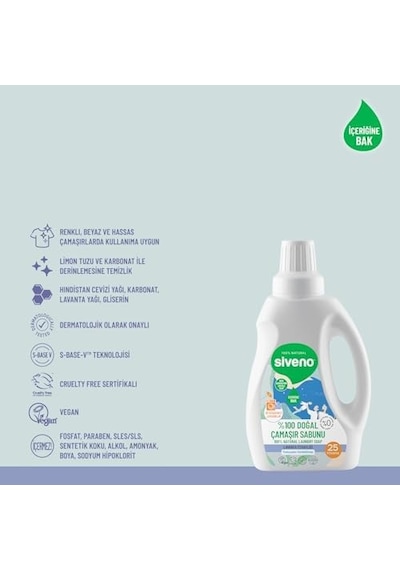 %100 Doğal Çamaşır Sabunu Bitkisel Deterjan Yumuşatıcı Gerektirmez Konsantre Vegan 750 Ml 1000'li Set