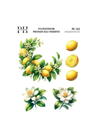 Polyesterhobi Premium Sulu Transfer 25x35 Cm Limon Desenli Ps 122