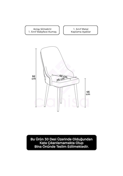 Canisa Krax Serisi, 1.sınıf Babyface Kumaş Mutfak Sandalye, Gümüş Metal Ayak, 4 Adet Mürdüm Sandalye Sandalye Mürdüm Ayakları Gümüş