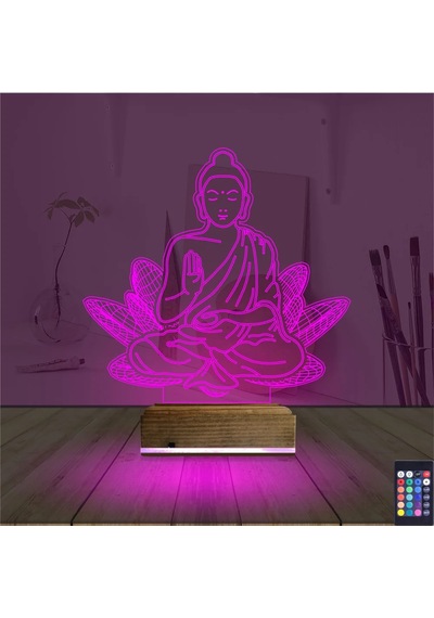 Luvivia Lotus Çiçeği Yoga 3d Lamba - Masa Gece Lambası Şeffaf