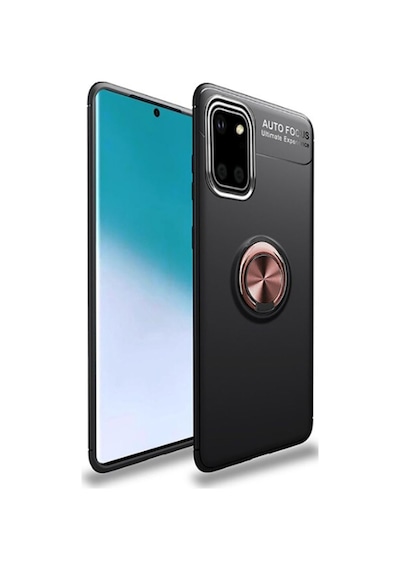 Samsung Uyumlu Galaxy A81 Note 10 Lite Kılıf Zore Ravel Silikon Kapak Siyah-Rose Gold