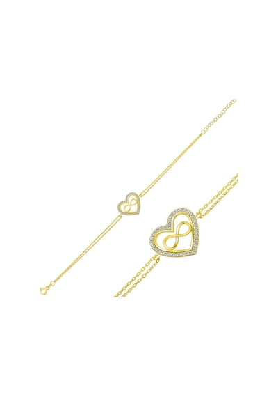 Stillove Gümüş Gold Kalp Sonsuzluk Kadın Bileklik
