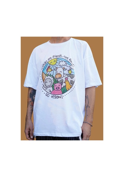 Tarzsokak Go Vegan / Oversize Rtişört Beyaz