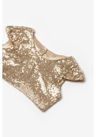 Le Mabelle Altın Pullu Kız Çocuk Crop Bluz Altın