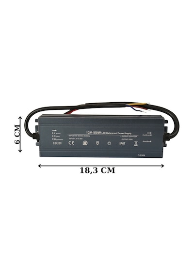 HazarLed 12 Volt 12,5 Amper Ip67 Su Geçirmez Dış Cephe Led Adaptör 150 Watt