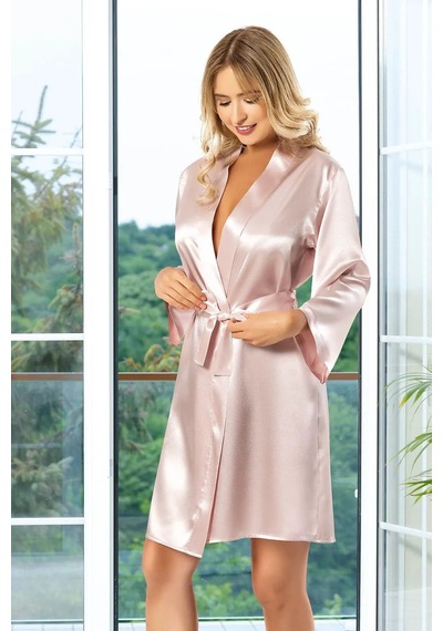 Faal 5905 Kadın Saten Bride Sabahlık-pembe Pembe