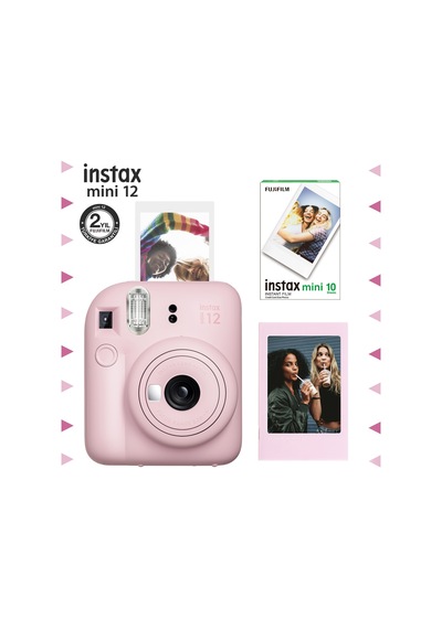 Fujifilm Instax Mini 12 Fotoğraf Makinesi + Çerçeve + 10'lu Mini Film Seti Pembe