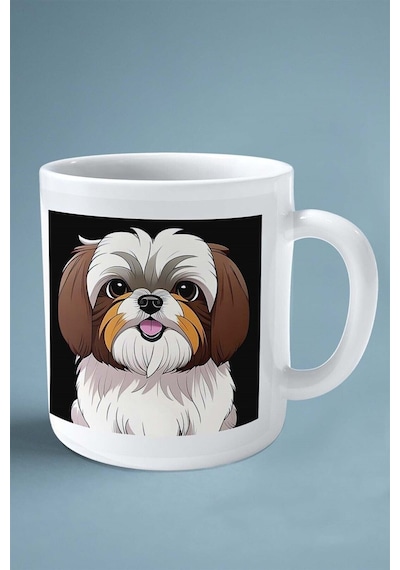 Pekingeses Köpek Isimli Kişiye Özel Baskılı Kupa Bardak Kahverengi Çok Renkli