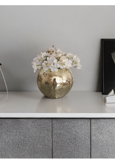 Işıltı Home Design Yuvarlak Aynalı Cam Vazo Aç