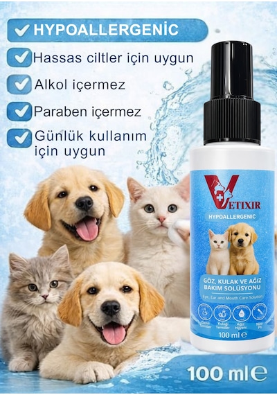 Kedi Köpek Göz Kulak Ağız Temizleme Losyonu Hipoalerjenik Pet Bakım Deri Temizleme Spreyi 100ml