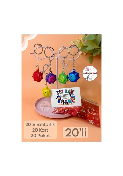 20 Li Emoji Anahtarlık Hediyelik Hediye Paketli Notlu Emoji Anahtarlık Karne Hediyesi Karne Günü 20 Li