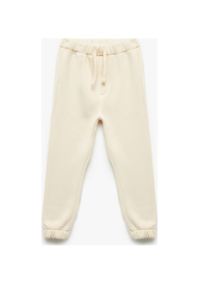 Koton Erkek Bebek Beli Bağcıklı Pamuklu Basic Jogger Eşofman Altı Bej