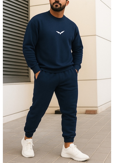 Wings Eşofman Takımı Sweatshirt Jogger - Lacivert Baskılı Oversize Şardonlu Bisiklet Yaka Lacivert Wings Eşofman Takımı Sweatshirt Jogger - Lacivert Baskılı Oversize Şardonlu Bisiklet Yaka Lacivert