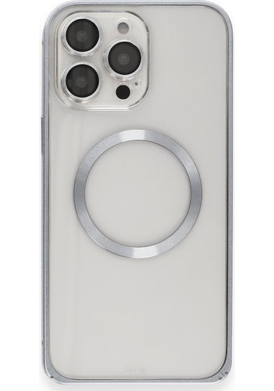 Apple Uyumlu iPhone 15 Pro Kılıf Kamera Lensli Metal Çerçeve Bumper Kilitli Kapak