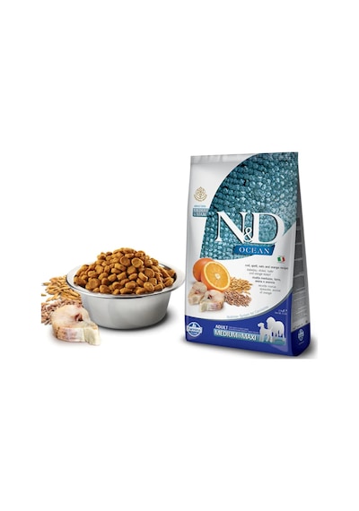 N&D Ocean Morina Balıklı ve Portakallı Düşük Tahıllı Orta ve Büyük Irk Yetişkin Köpek Maması 2500 G
