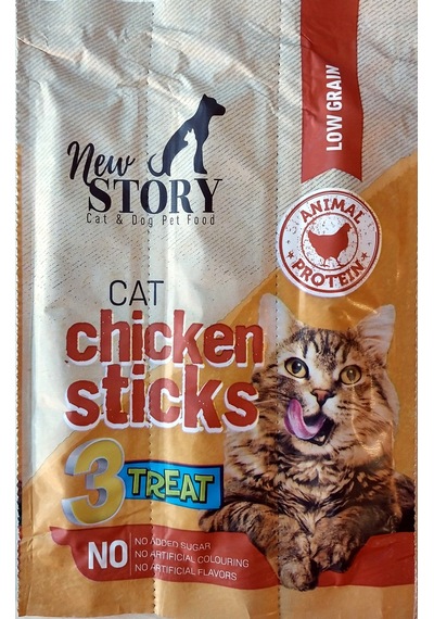 New Story Tavuk Etli Kedi Ödül Çubukları Chicken Cat Sticks 3 x 5 G