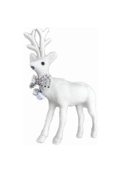 22 Cm X 15 Cm Yılbaşı Geyik Beyaz Kadife Tüylü Dekoratif Masa Ve Parti Süsleme Figürü Noel Diğer