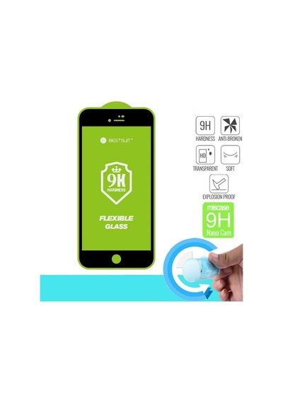 Apple Uyumlu   iPhone 6/6s Plus 6d 9h Flexible Nano Esnek Ekran Koruyucu Siyah