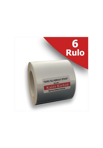 70x50 Silvermat Etiket | 6 Rulo Demirbaş Etiketi