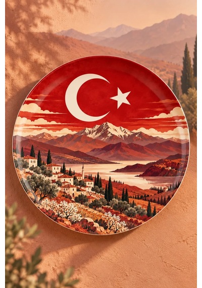 Dekoratif Duvar Tabağı Ay Yıldızın İzleri Dekorlu Seramik Tabak Mor
