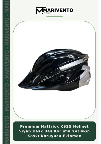 Premium Hattrick Ks25 Helmet Siyah Kask Baş Koruma Yetişkin Kaskı Koruyucu Ekipman