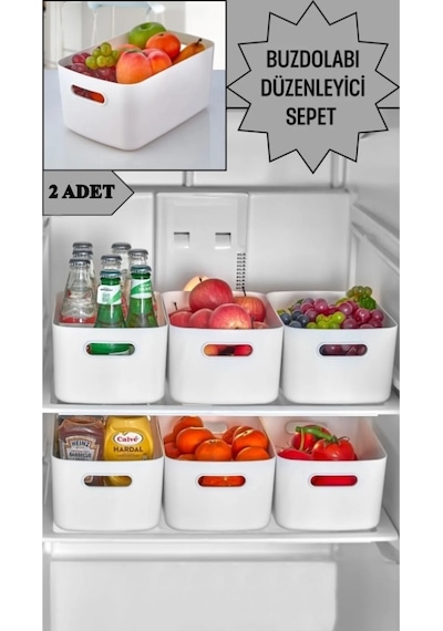 2 Adet 3.5 Lt Dolap Içi, Buzdolabı Düzenleyici, Banyo Organizer Sepet Beyaz