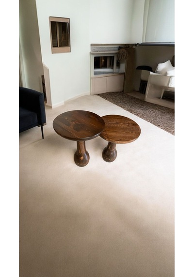 Wood Ahşap 2'li Set Konik Mantar Yan Sehpa Modern Fiskos / Ceviz