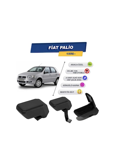 Fiat Palio 1996 Sonrası İle Uyumlu Çelik Ayaklı Kolçak, Kol Dayama - A+ Kalite Abs Malzeme Siy