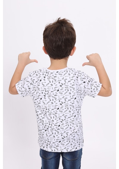 Toontoy Kids Toontoy Erkek Çocuk Komple Baskılı Tişört Beyaz