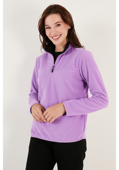 Lela Slim Fit Yumuşak Dokulu Anti-Pilling Tüylenme Yapmayan Yarım Fermuarlı Bayan Polar 5907000 Lila